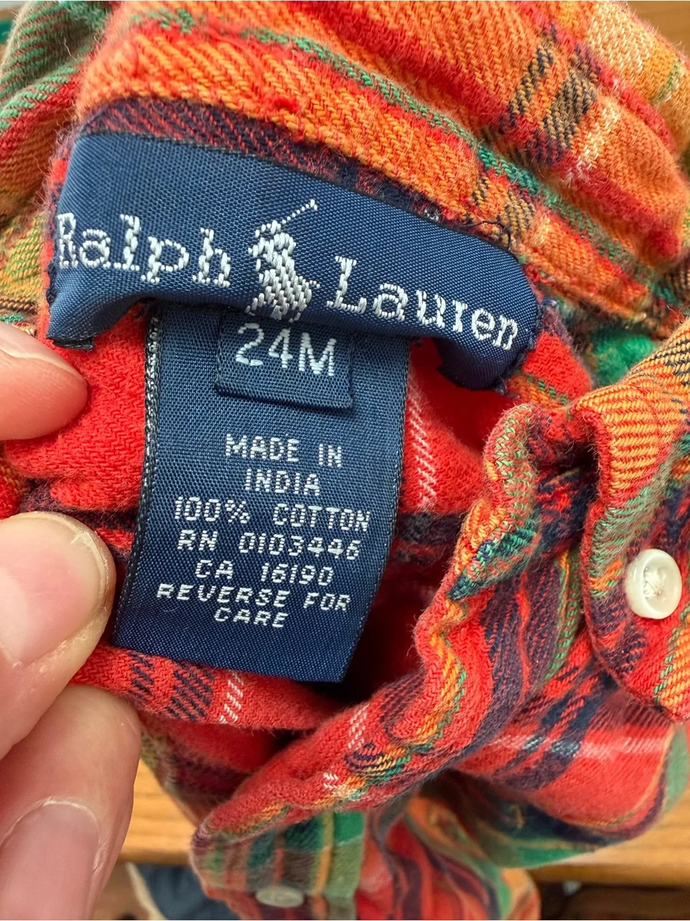 Ralph Lauren Red and Green Plaid Button-Down Toddler Boys Shirt - Size 24M